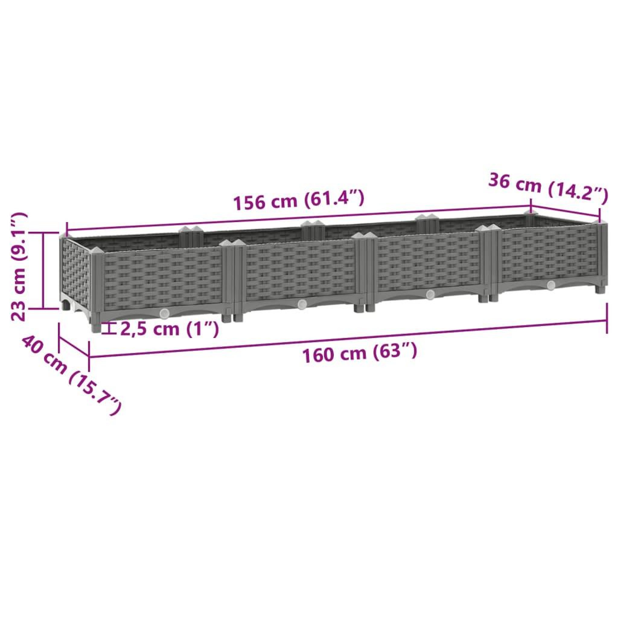 Voir la diapositive 6 : VIDAXL Lit sureleve 160x40x23 cm Polypropylene