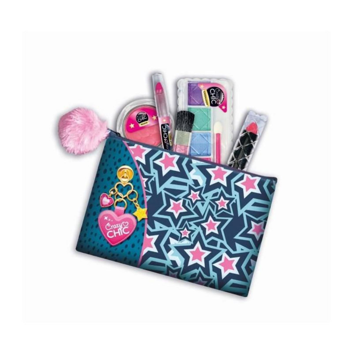 CLEMENTONI Clementoni Crazy Chic - Pochette de Maquillage lavable en tissu - Contient 5 produits de maquillage
