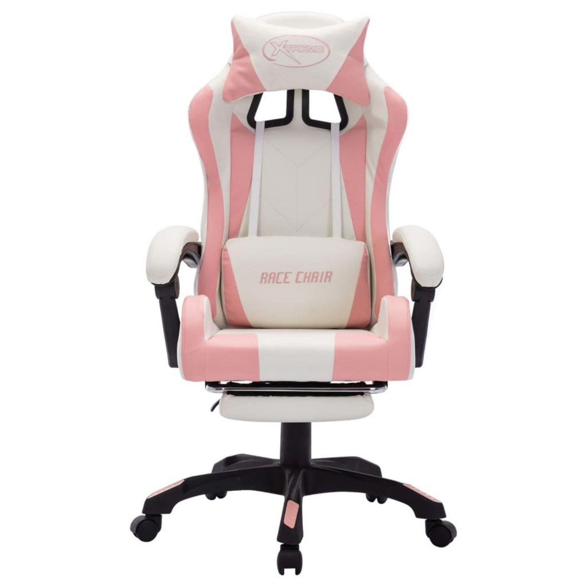 VIDAXL Fauteuil de jeux video avec LED RVB Rose et blanc Similicuir