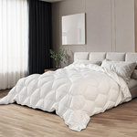 THE WHITE STONE Couette Toutes Saisons avec Clips 135 x 200 cm - Couette 150g + Couette 250g - Rembourrage en OuateHypoallergénique. Coloris disponibles : Blanc