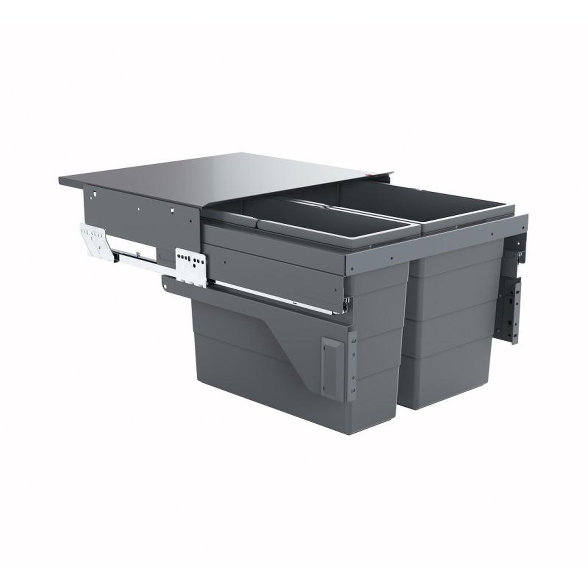 HAILO Poubelle de cuisine tri sélectif 2 bacs encastrable 45l (28+17) hailo cargo