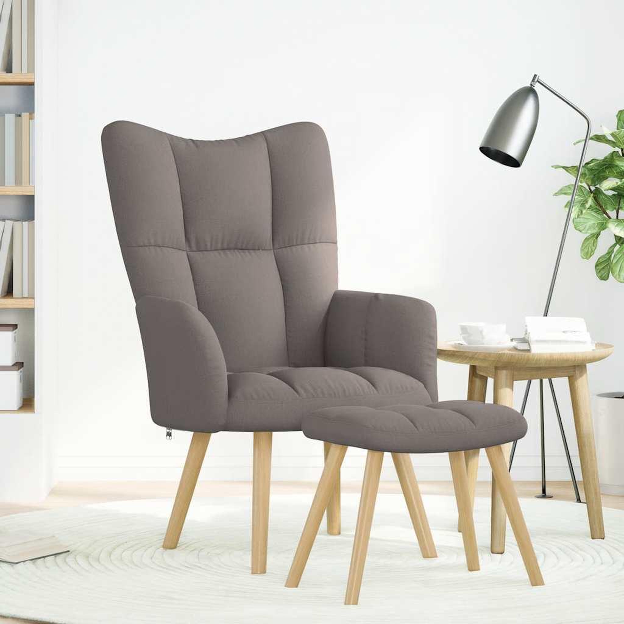 Voir la diapositive 3 : VIDAXL Chaise de relaxation avec repose-pied Taupe Tissu
