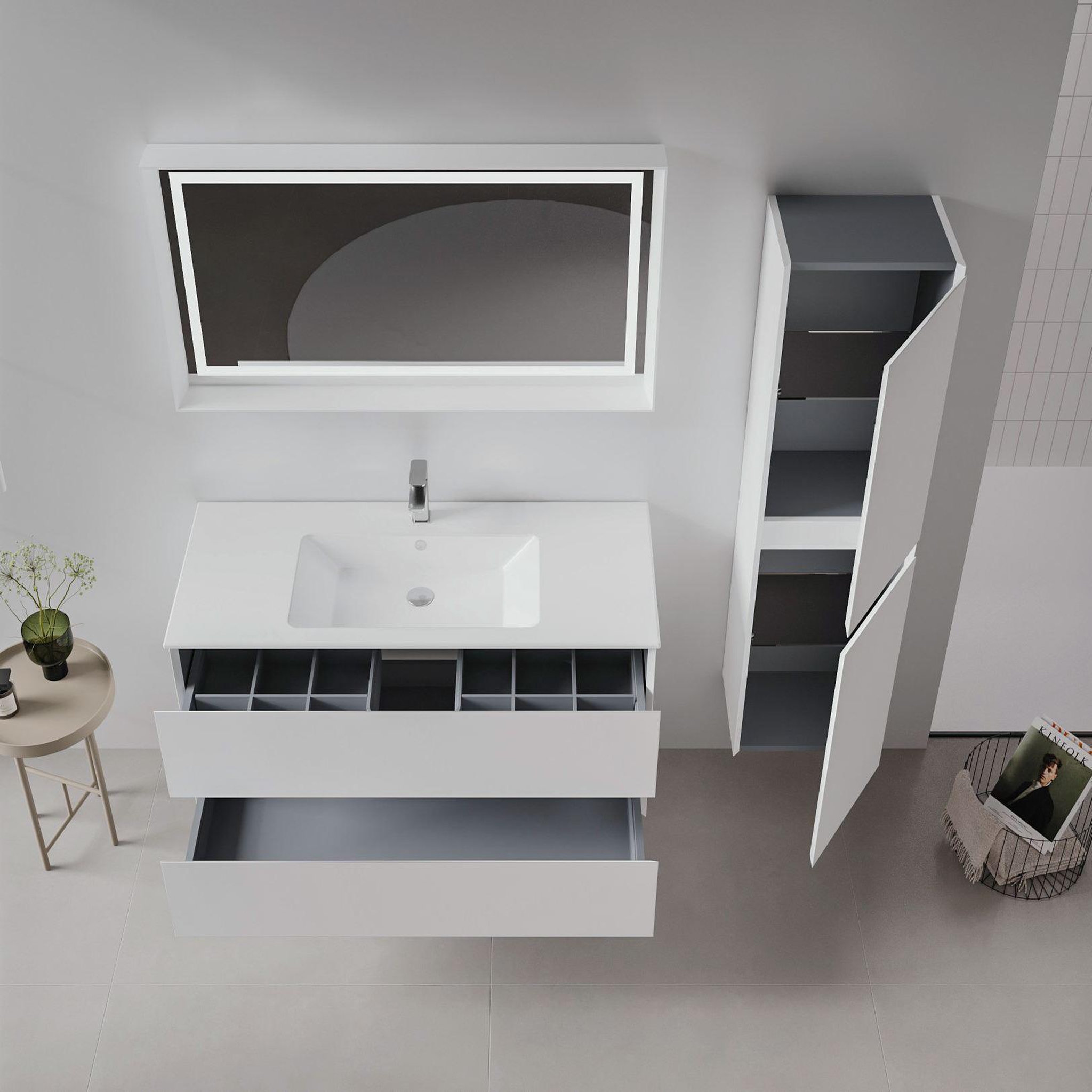 Voir la diapositive 3 : Habitat et Jardin Meuble vasque  nest 121 v2  - 121 x 51 x 55 cm - matte white
