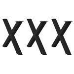 VIDAXL Pieds de table a manger forme de X 3 pcs noir 90x(72-73) cm