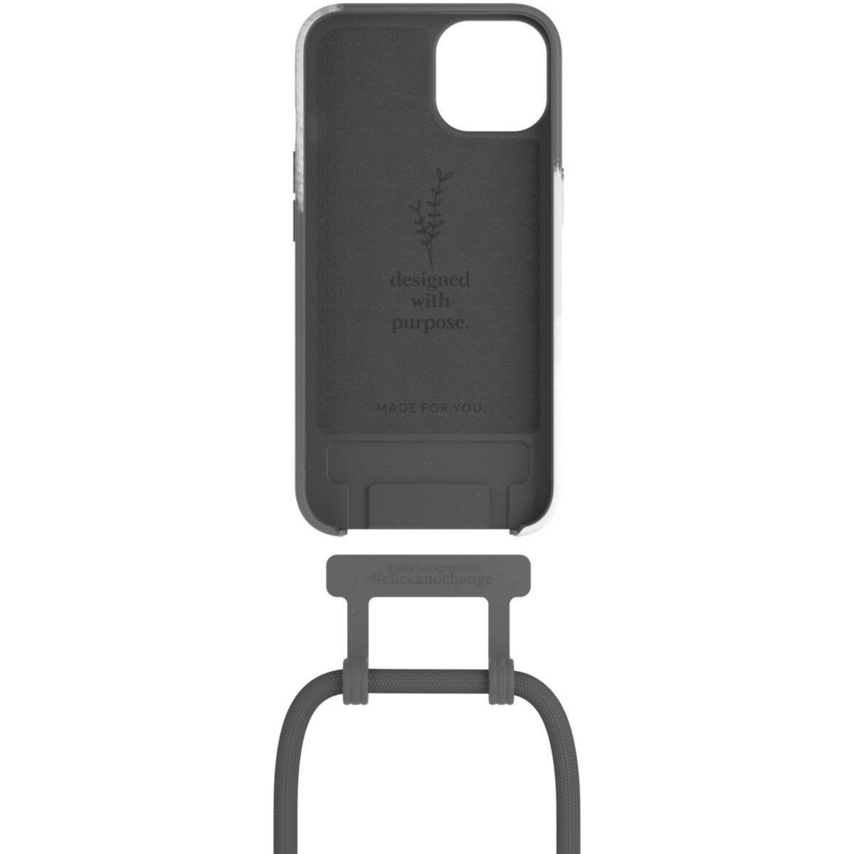 WOODCESSORIES Coque avec cordon iPhone 13 mini Tour de cou gris foncé