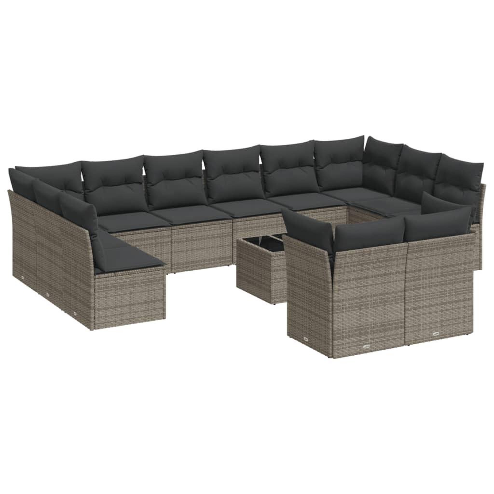 Voir la diapositive 2 : VIDAXL Salon de jardin avec coussins 13 pcs gris resine tressee