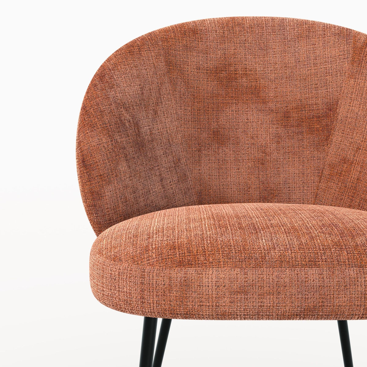 Rendez vous déco Chaise en velours chenillé terracotta et métal noir-Bloomy