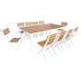 Voir la diapositive 1 : SWEEEK Table de jardin acacia avec coins arrondis, 10 chaises, 200 x 100 x 75 cm