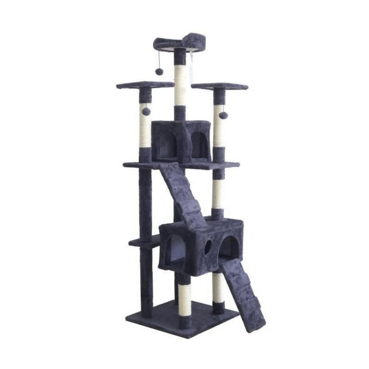 tectake BILLY Arbre a chat 170 cm - Griffoir + 2 Cabanes - Gris