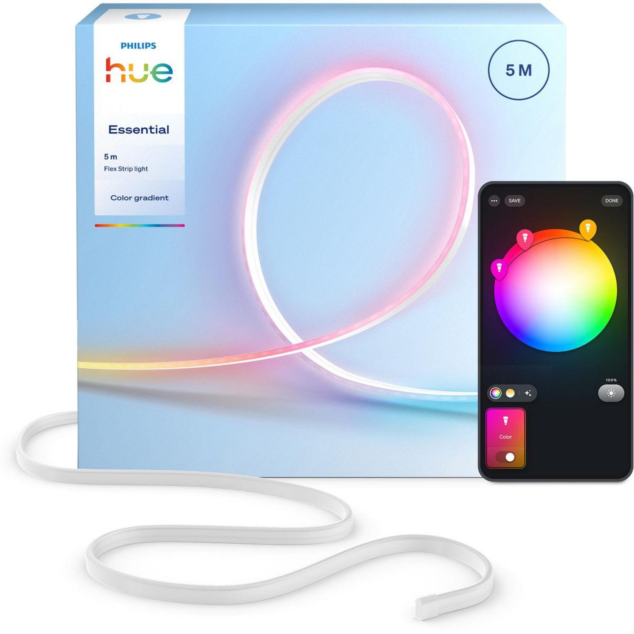 Voir la diapositive 2 : PHILIPS HUE Bandeau led essential flex strip light 5m color grad