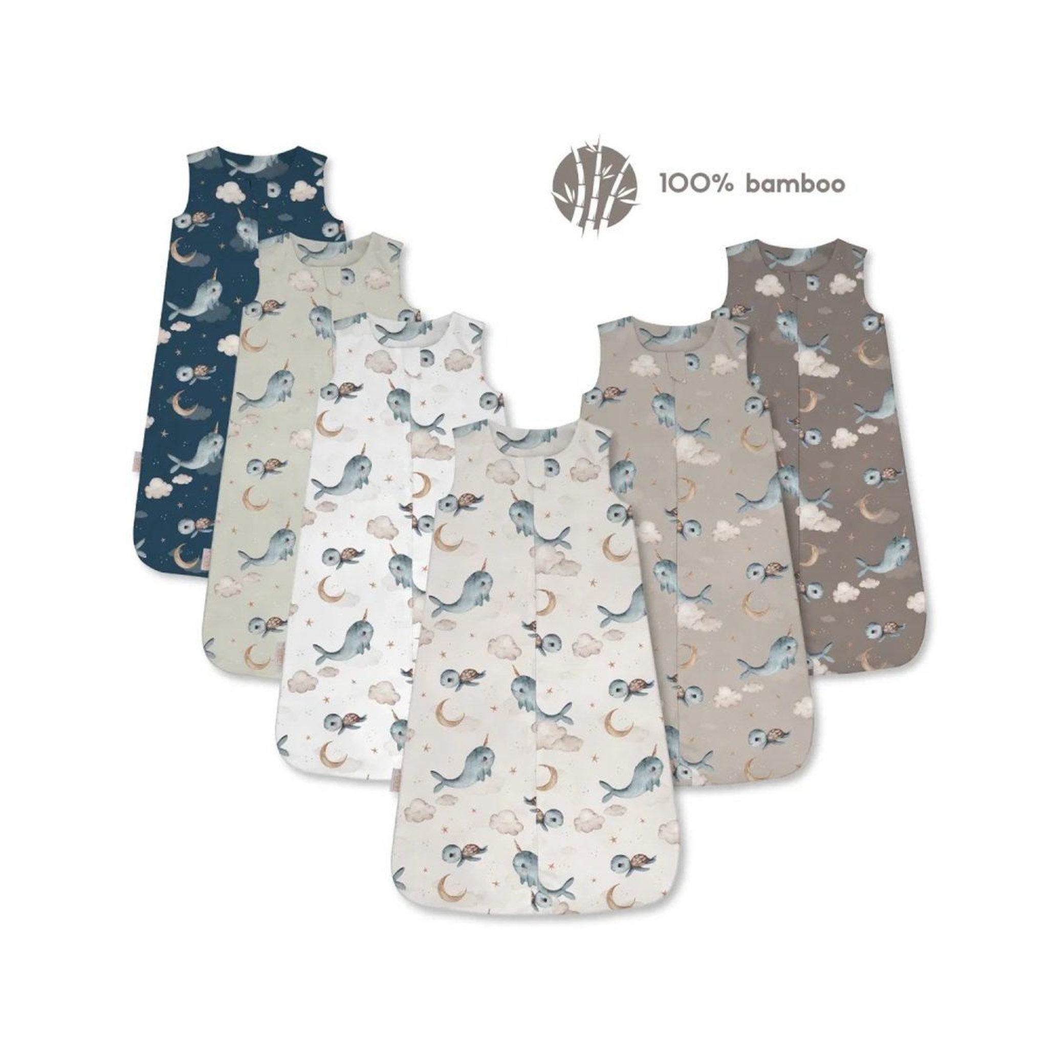 Voir la diapositive 3 : WALDIN Gigoteuse en bambou 50 × 90 cm 2,5 TOG - taille M - motif baleine, beige foncé