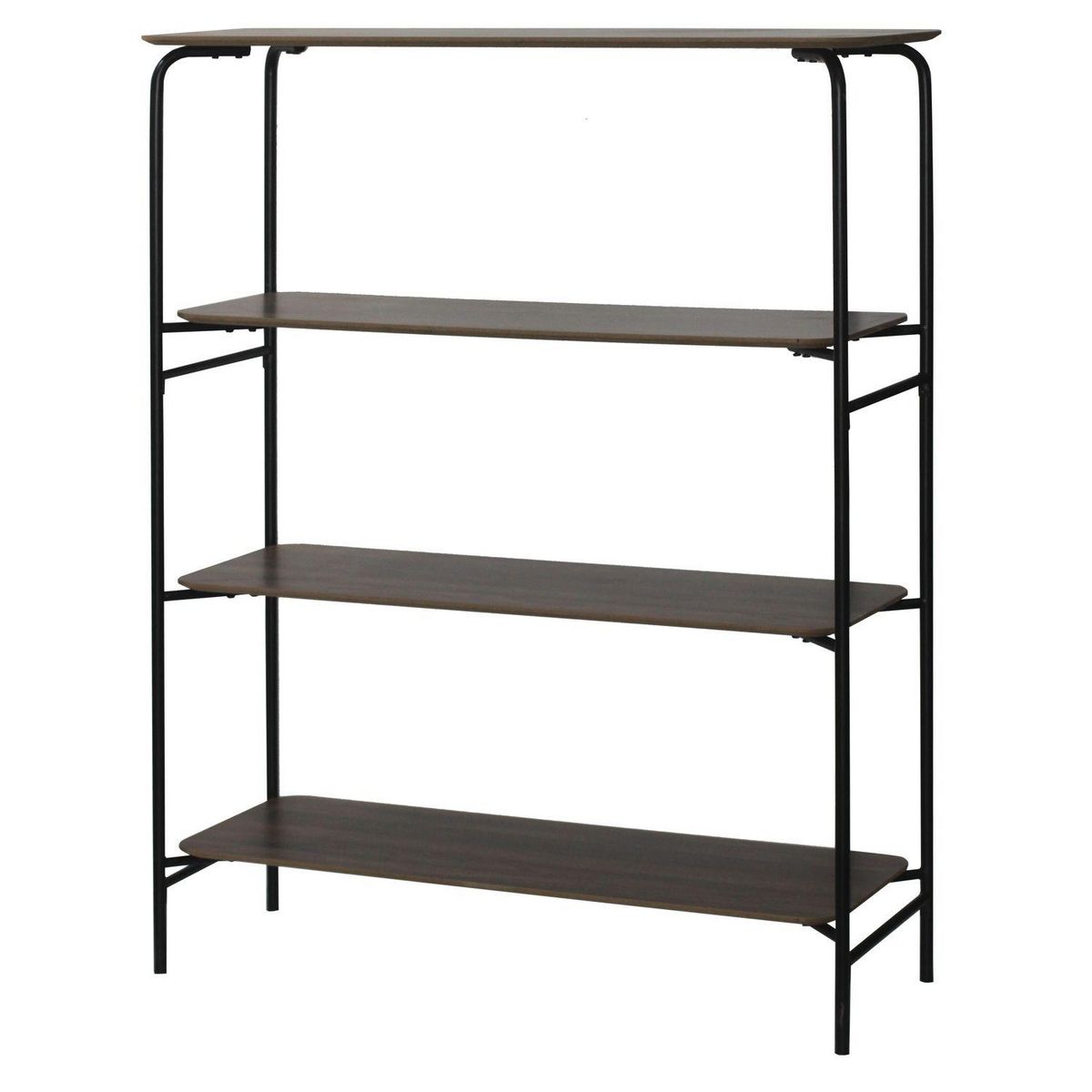 KB8 Etagère design 4 étages en MDF et Métal - Noir et Marron