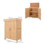 Voir la diapositive 3 : OUTSUNNY Armoire de jardin sur pied double porte étagère et toit bitumé relevable dim. 74L x 43l x 88H cm bois sapin