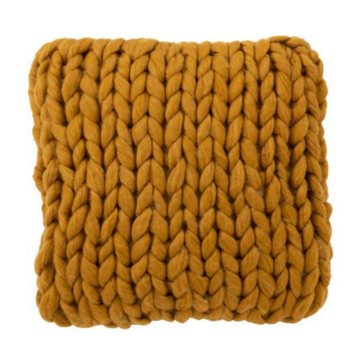 Paris Prix Coussin Carré Déco  Tricoté  40x40cm Ocre