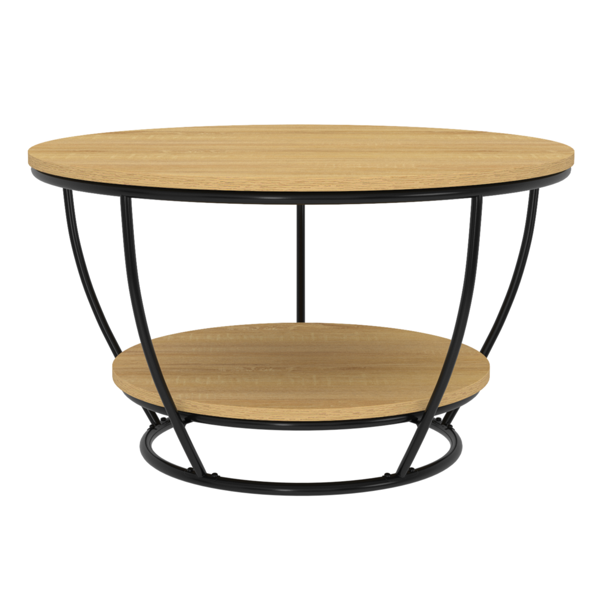 ID MARKET Table basse filaire double plateau ronde DETROIT 70 cm design industriel