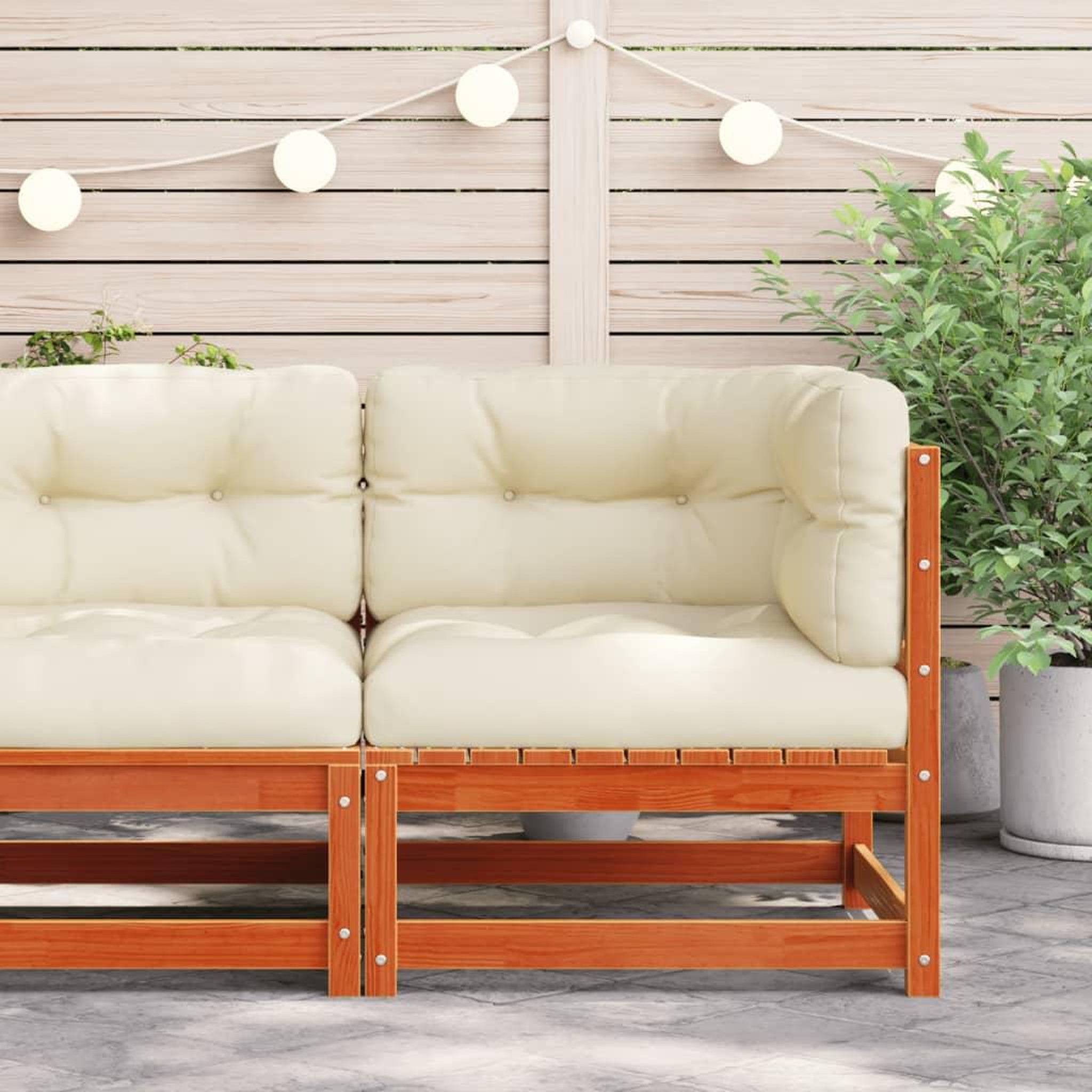 Voir la diapositive 3 : VIDAXL Canape d'angle de jardin coussins cire marron bois pin massif
