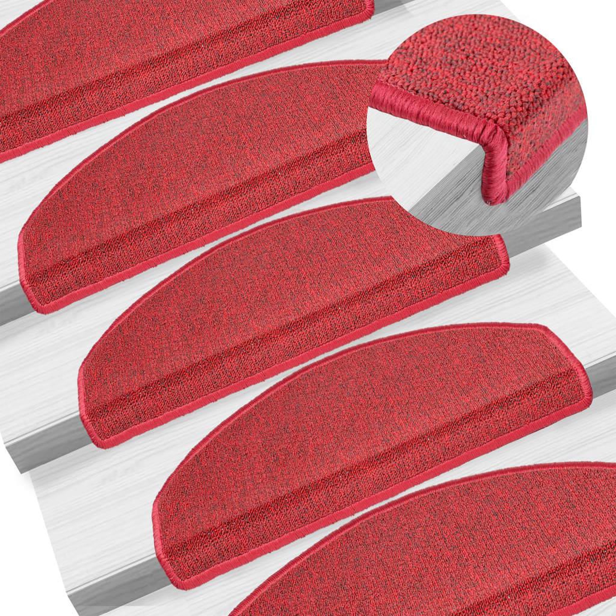 VIDAXL Tapis d'escalier 10 pcs 65x24x4 cm Rouge bordeaux