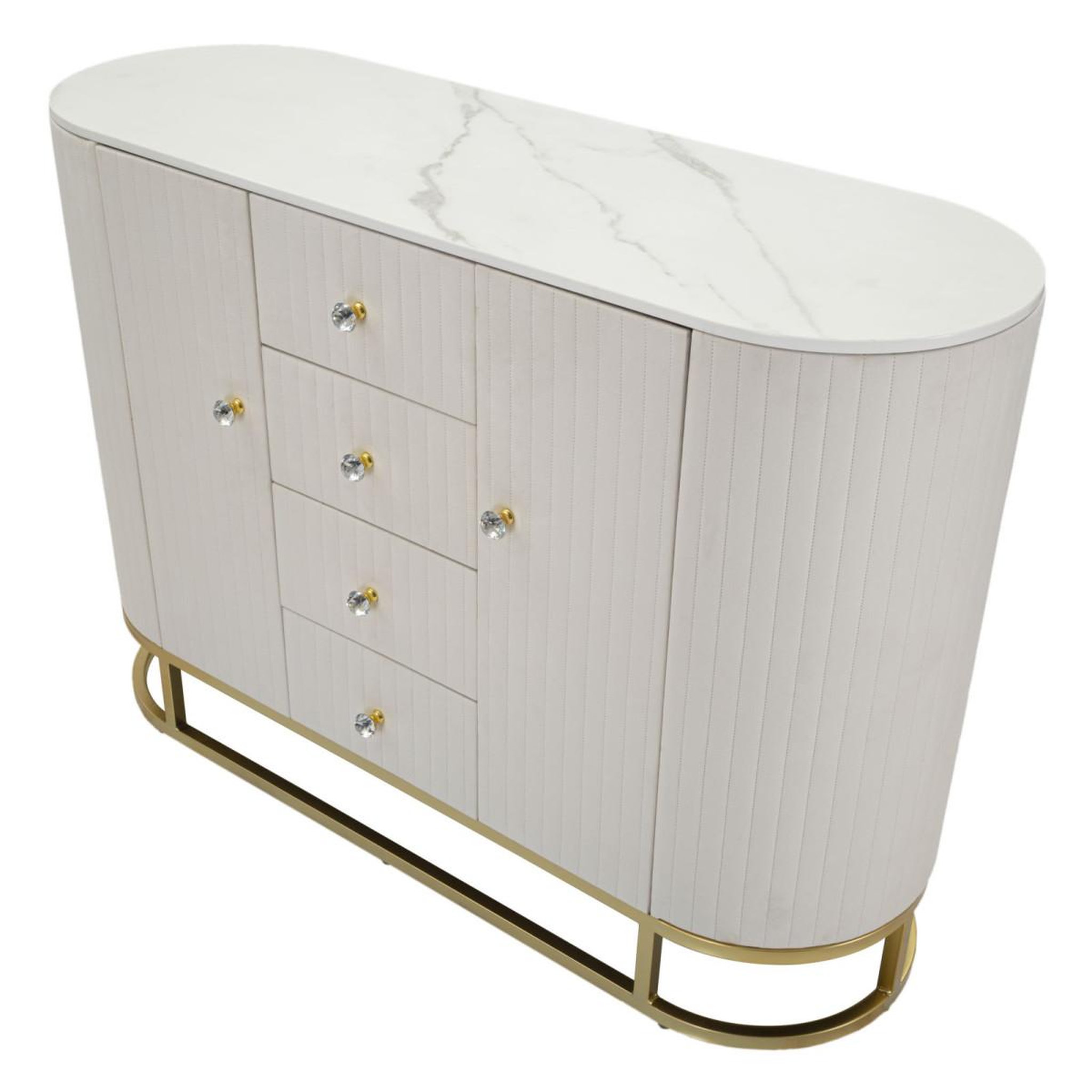 Voir la diapositive 4 : Paris Prix Buffet design effet marbre  montpellier  120cm crème & or
