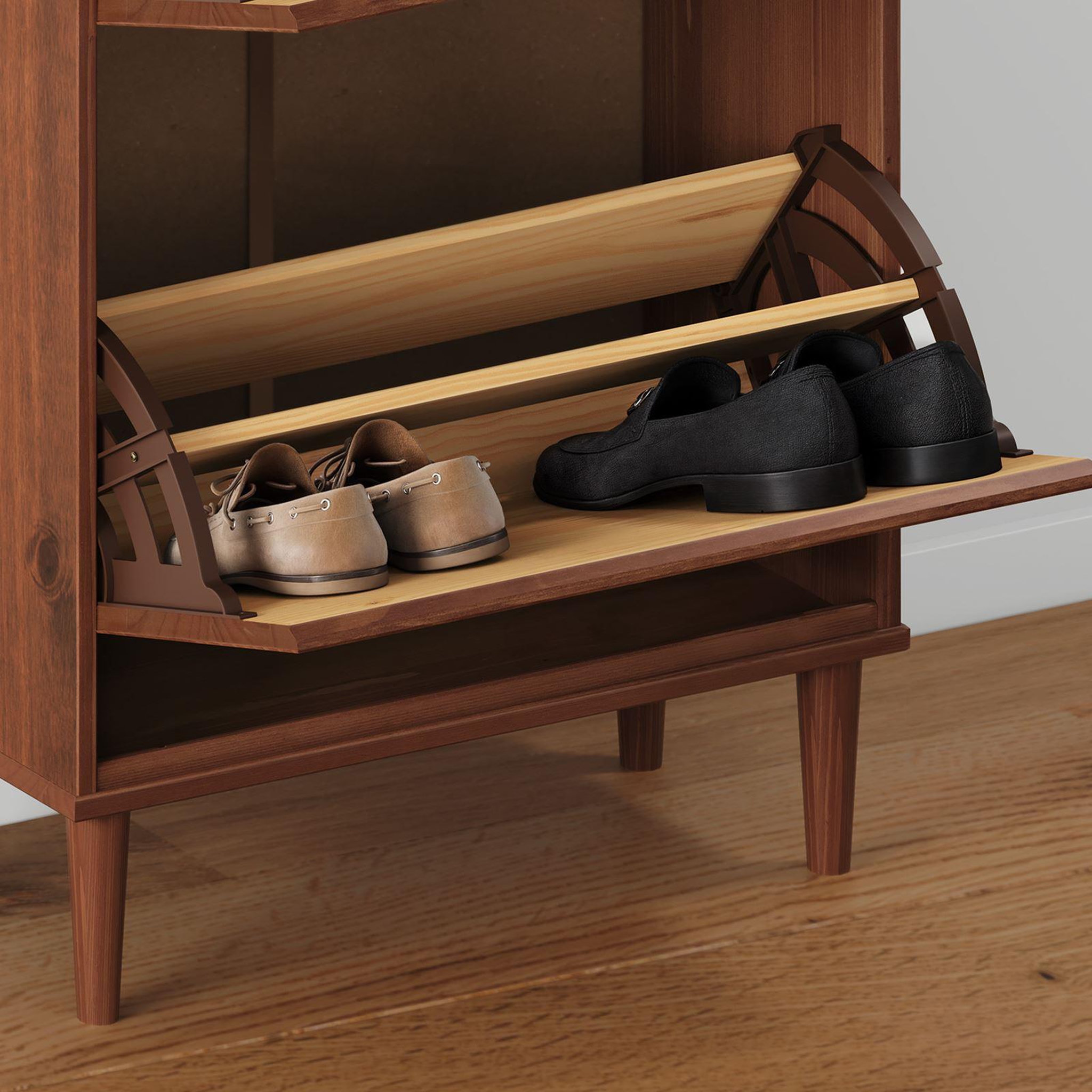 Voir la diapositive 6 : IDIMEX Meuble à chaussures entrée mikka en bois massif