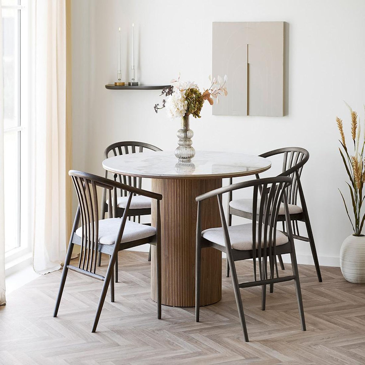 LISA DESIGN Lysa - table à manger plateau effet marbre et pieds effets bois - 4 personnes