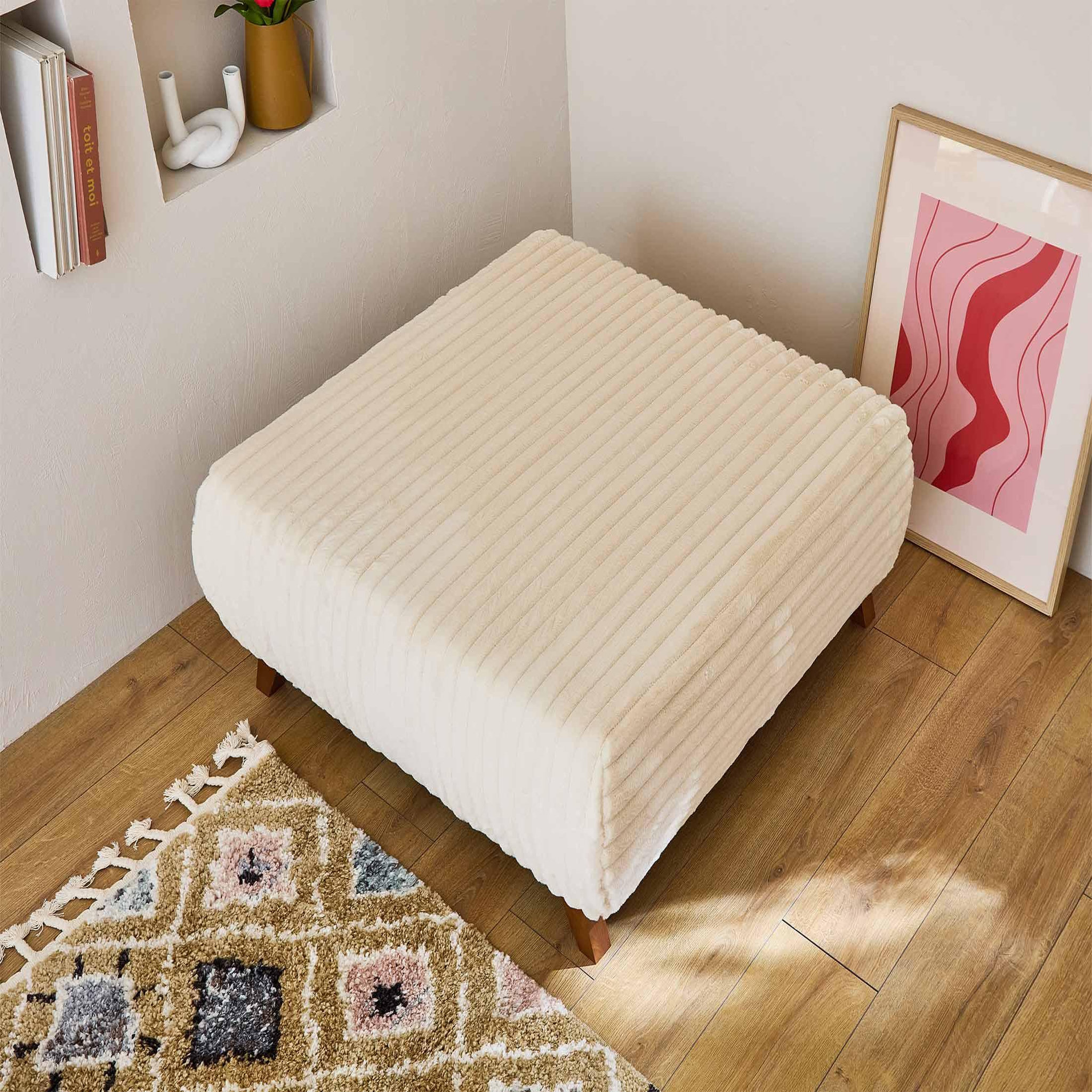 Voir la diapositive 4 : BEST MOBILIER Cristal - pouf modulable - 95 cm - en fausse fourrure côtelée