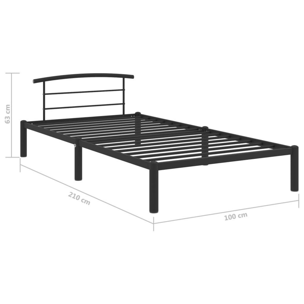 VIDAXL Cadre de lit sans matelas noir metal 90x200 cm
