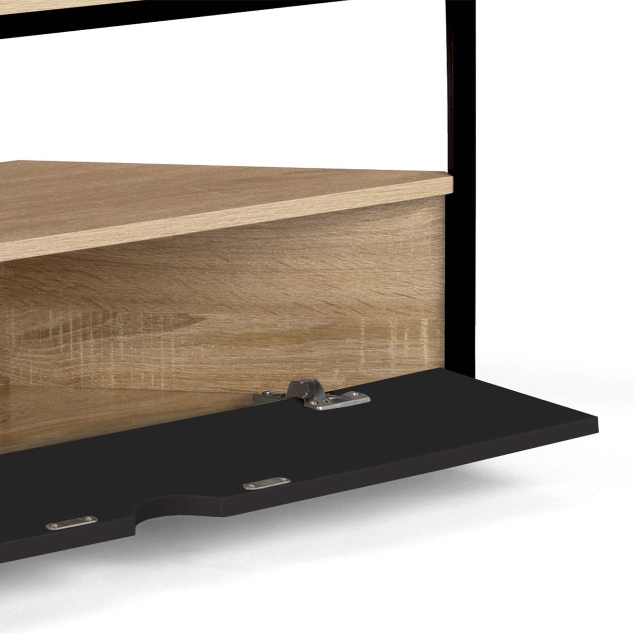 Voir la diapositive 6 : ID MARKET Meuble tv 100 cm d'angle boston avec placard noir design industriel