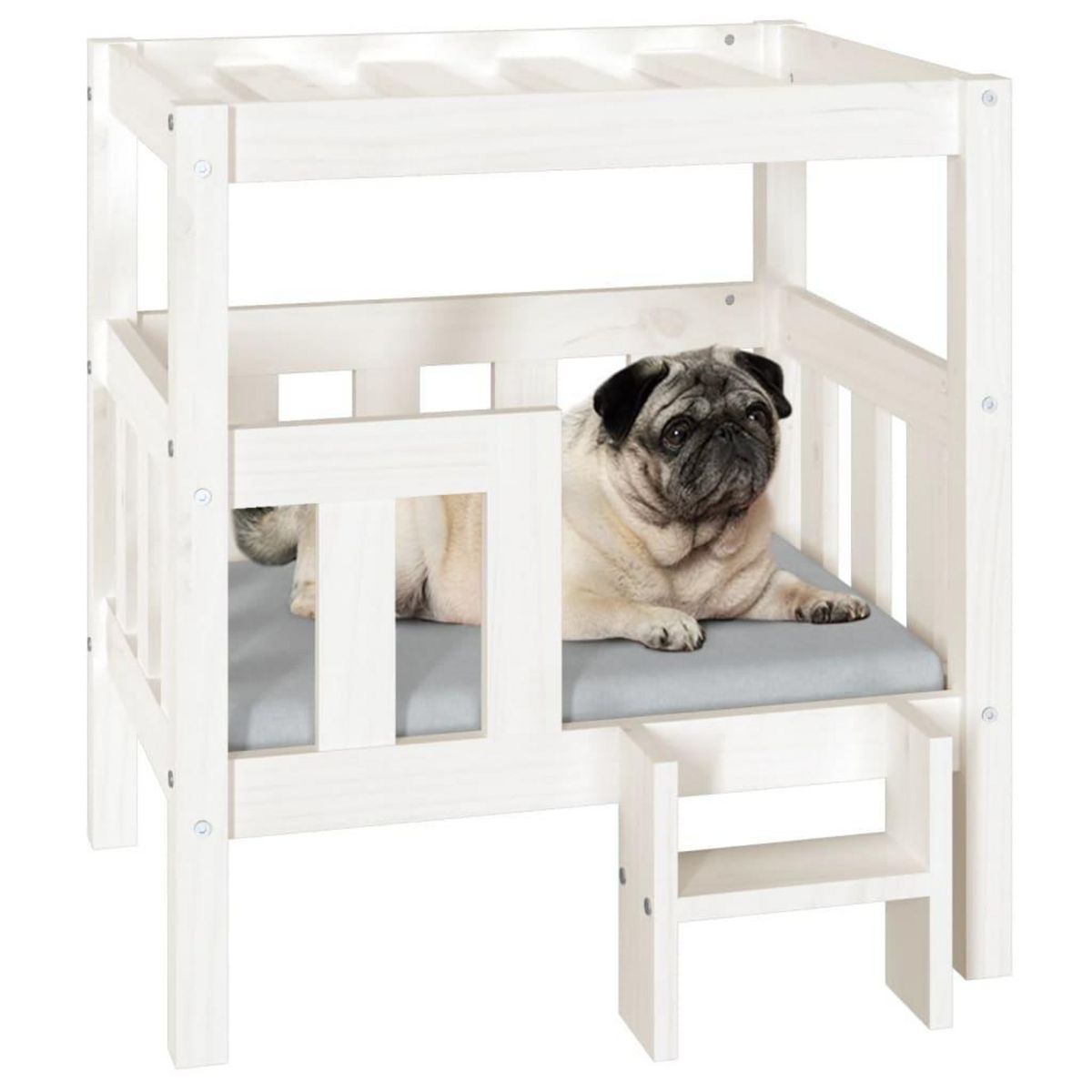 VIDAXL Lit pour chien Blanc 65,5x43x70 cm Bois de pin solide
