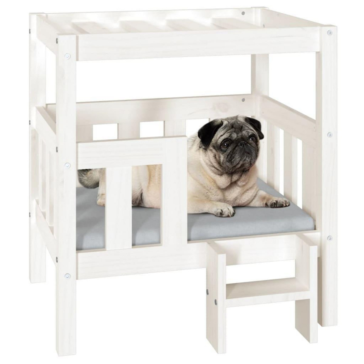 VIDAXL Lit pour chien Blanc 65,5x43x70 cm Bois de pin solide