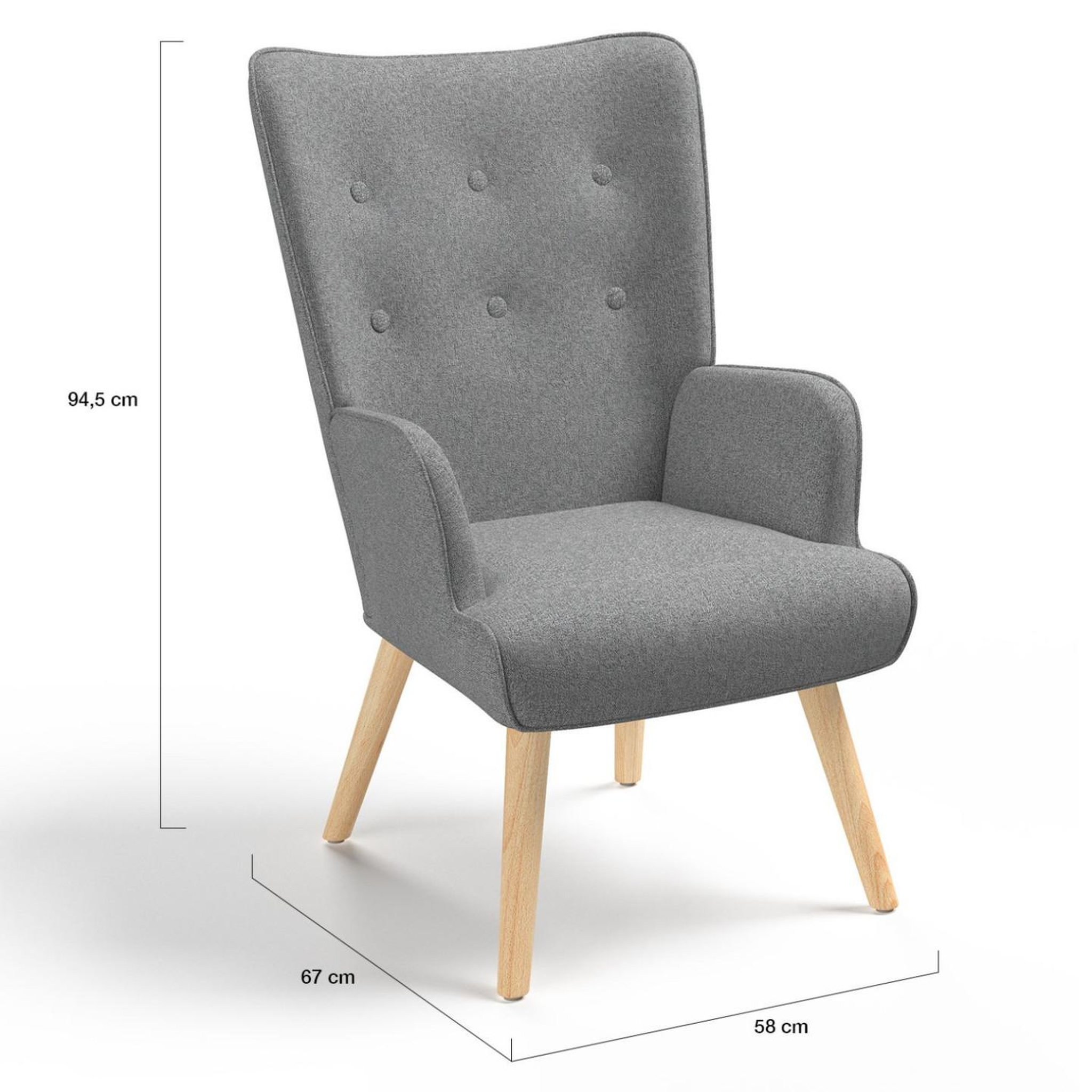 Voir la diapositive 5 : ID MARKET Fauteuil scandinave ivar en tissu gris clair