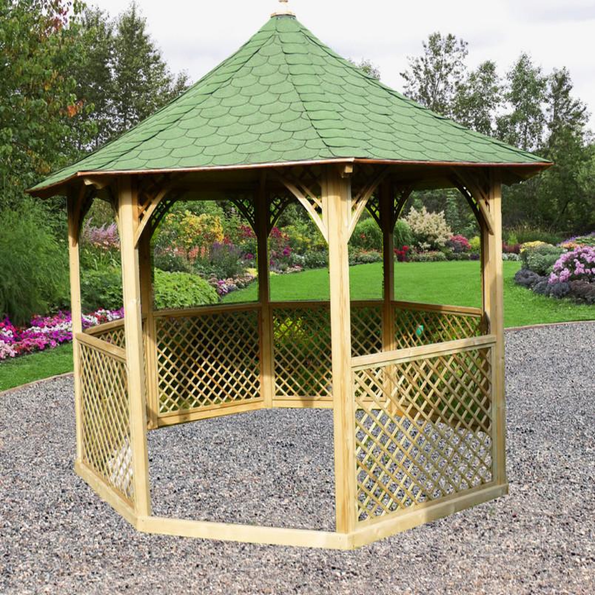 Voir la diapositive 2 : Hisense Pavillon octogonal 8.78m² bois naturel - kic35