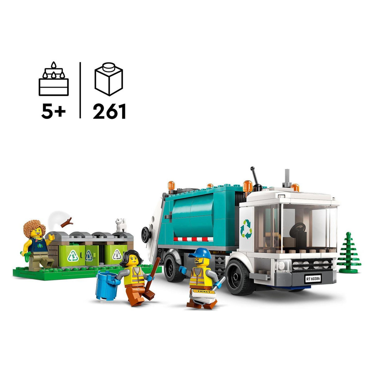 LEGO City 60386 Le camion de recyclage,  Jouet Camion-Poubelle, Jeu Éducatif 