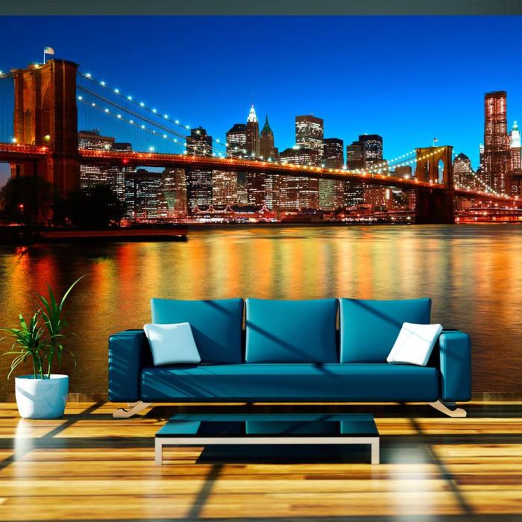Paris Prix Papier Peint  Pont de Brooklyn au Crépuscule New York. Coloris disponibles : Multicolore