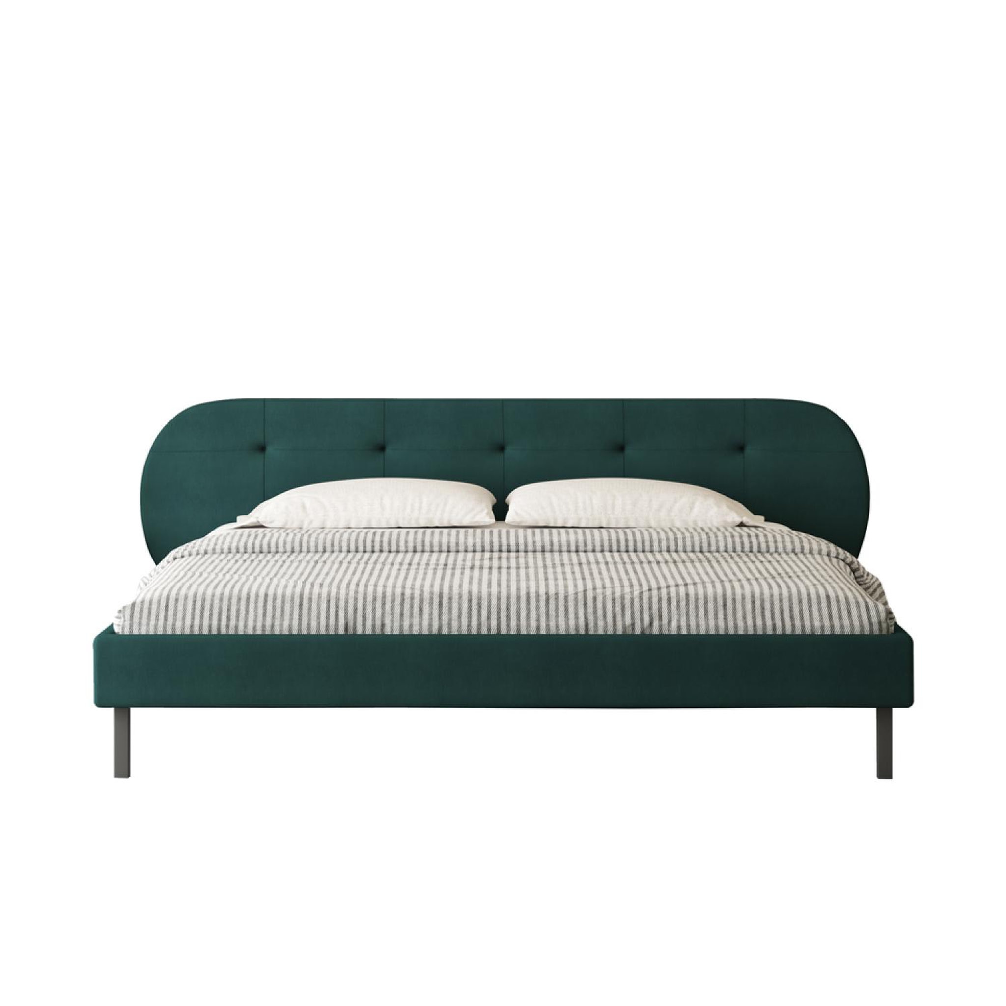 Voir la diapositive 1 : CONCEPT USINE Lit capitonné 140x190cm vert avec tête de lit et sommier tulsa