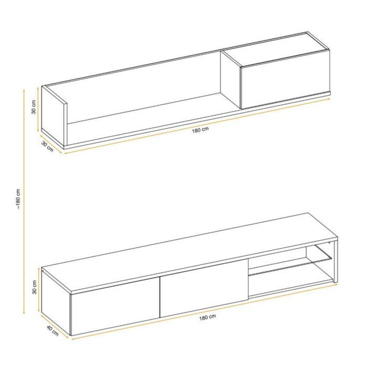 Paris Prix Ensemble Meuble TV  Dallas  180cm Chêne & Gris