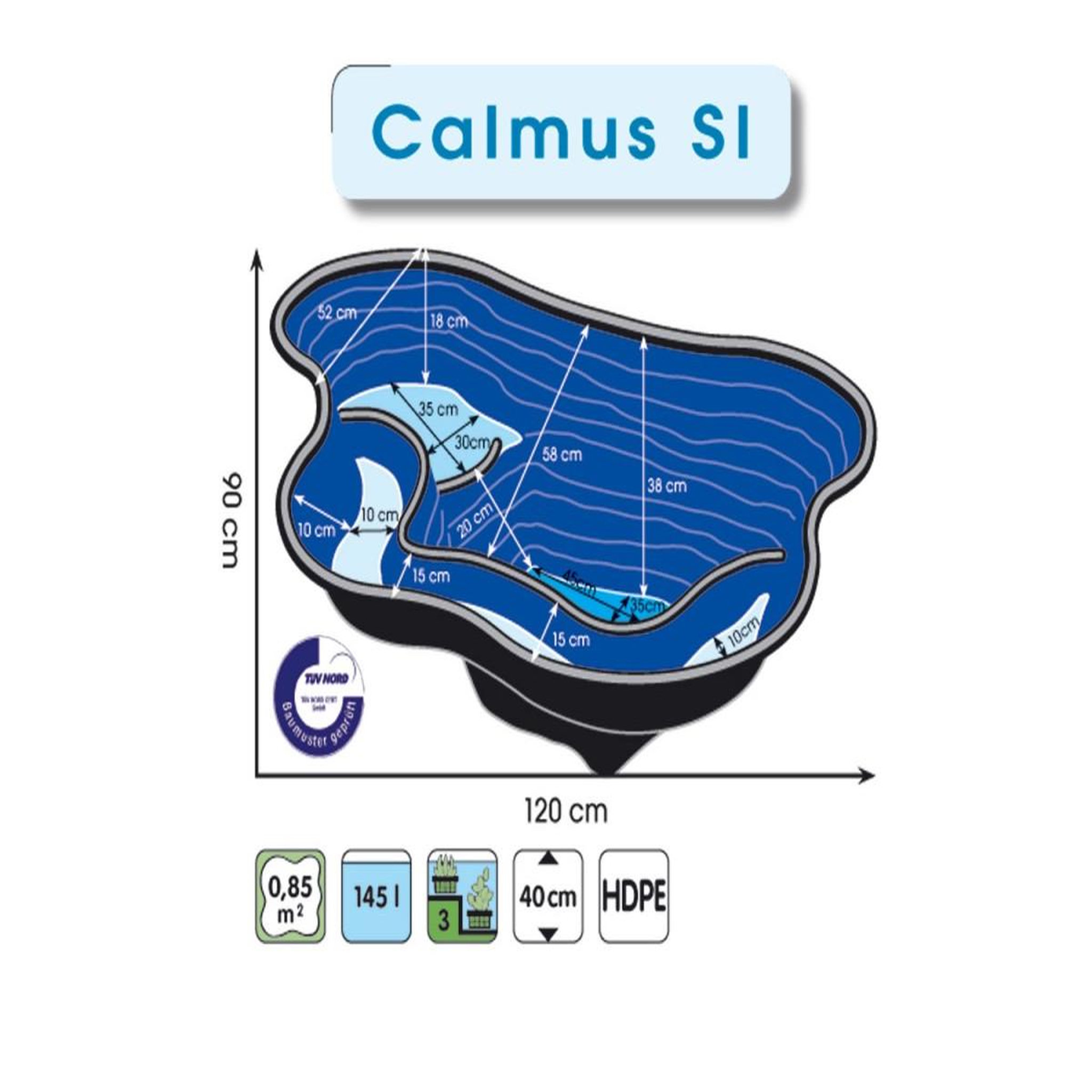 Ubbink Bassin préformé Calmus  - 0,85 m2 - 145 L - Ubbink