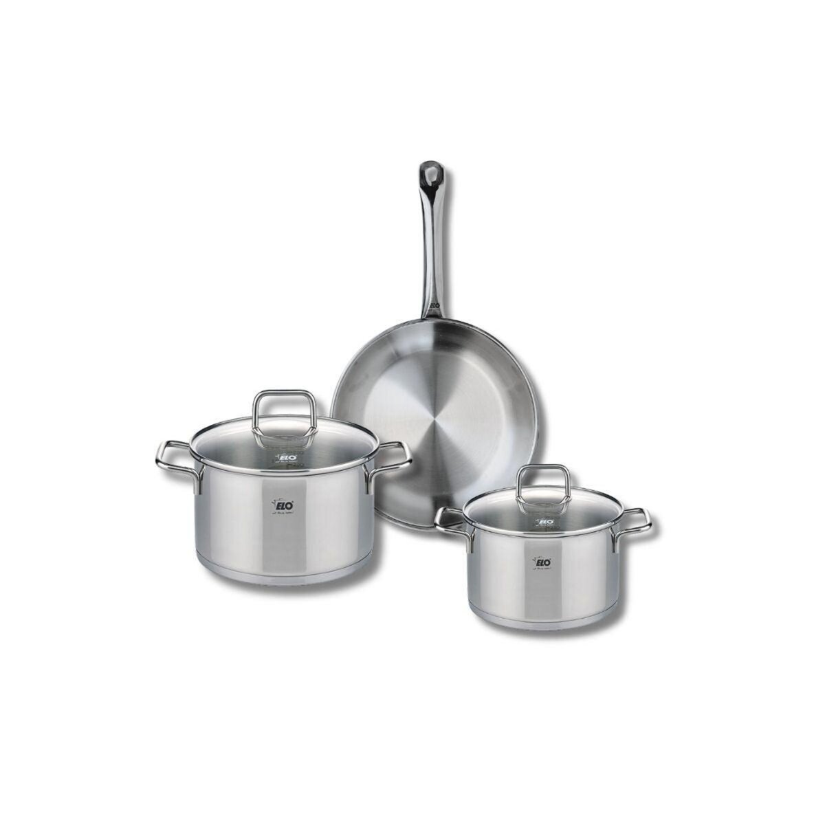 ELO Ensemble de 1 Poêle de cuisson 24 cm et 2 faitouts 16 et 20 cm Elo Profi Citrin