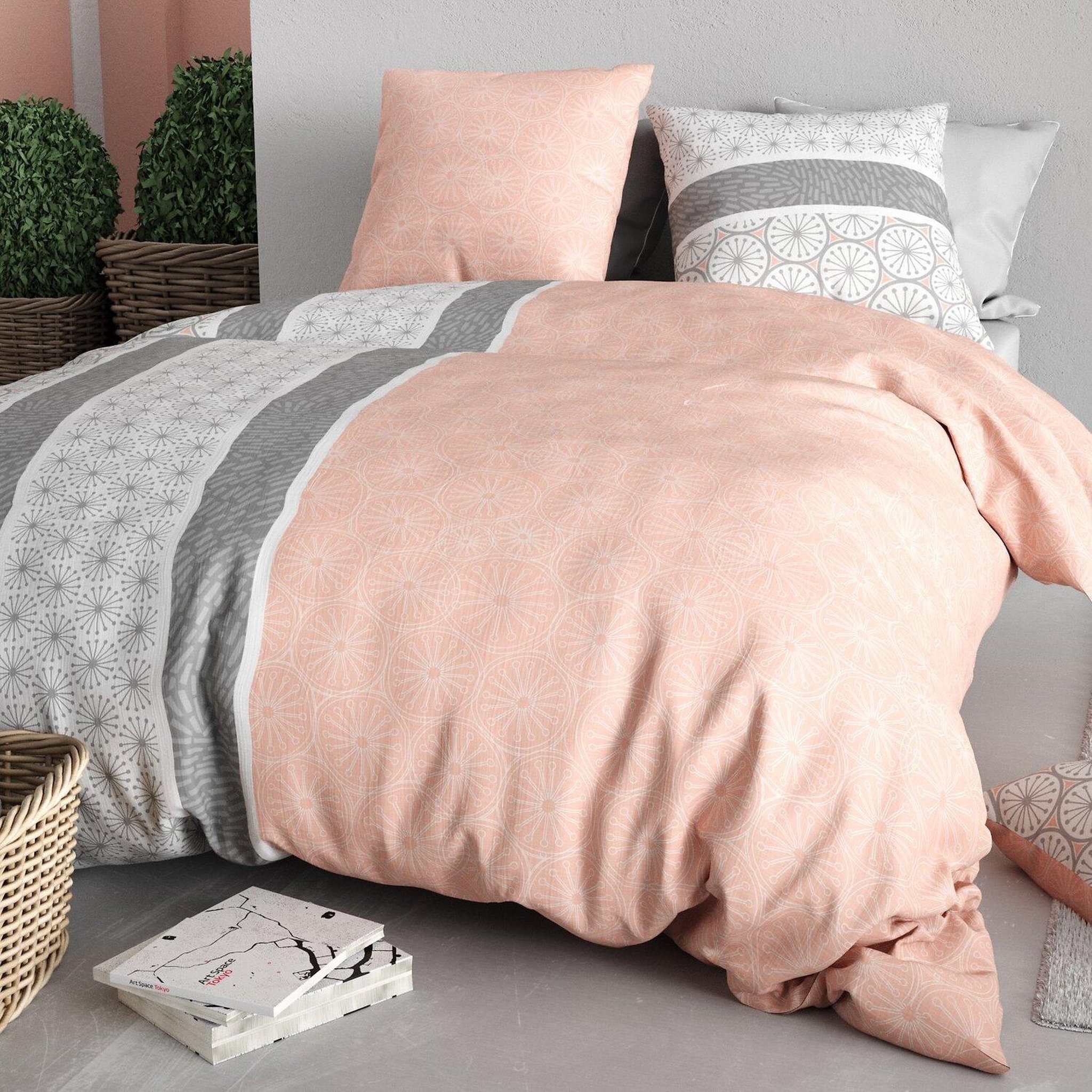 Voir la diapositive 4 : ATELIER DU COTON Parure Housse De Couette 100% Coton 57fils Coraline