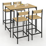 ID MARKET Ensemble table haute de bar DETROIT 100 cm et 4 chaises de bar design industriel