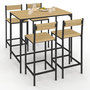 Voir la diapositive 1 : ID MARKET Ensemble table haute de bar DETROIT 100 cm et 4 chaises de bar design industriel