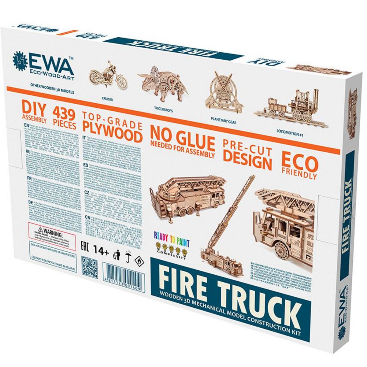 ECO WOOD ART Maquette 3D en bois - Camion de pompier 37,8 cm