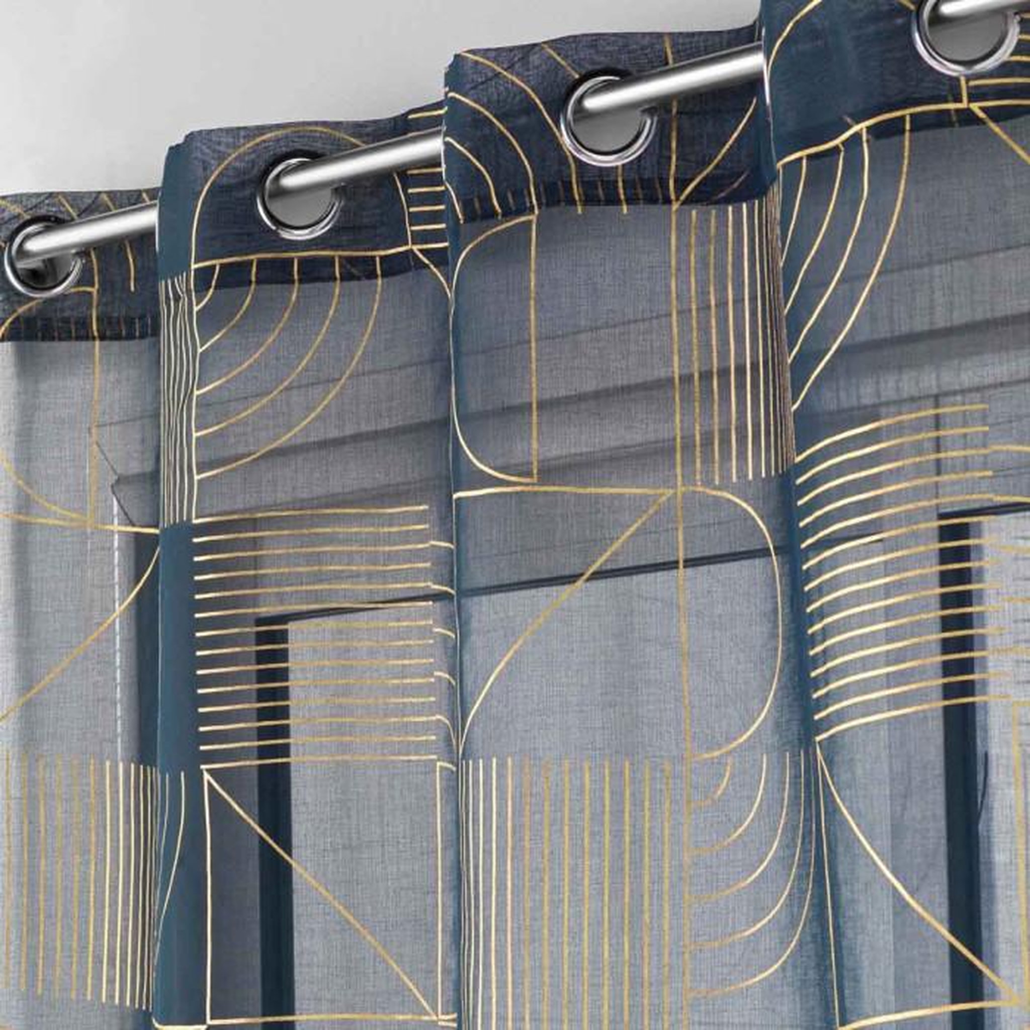 Voir la diapositive 2 : Paris Prix Rideau Voilage à Œillets  Lineor  140x280cm Marine