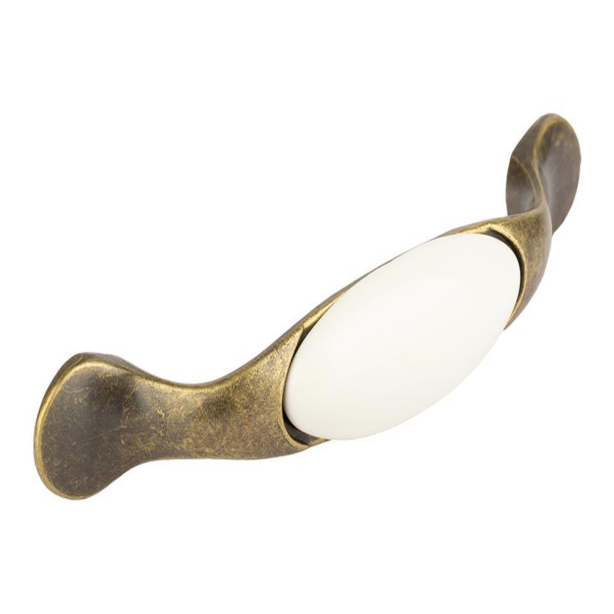 CENTRALE BRICO Poignée de meuble Gipa 96 doré vintage/porcelaine blanc + vis