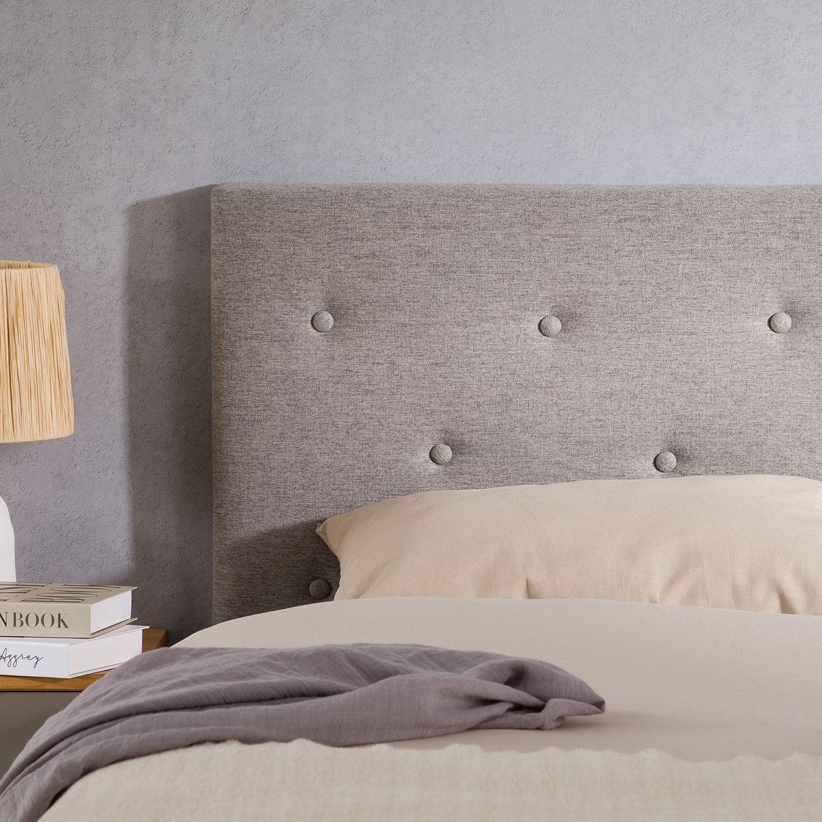 IDIMEX Tête de lit LULINE 160 capitonnée sur pieds, en tissu