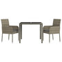 Voir la diapositive 3 : VIDAXL Ensemble a manger de jardin 3 pcs coussins gris resine tressee