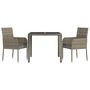 Voir la diapositive 3 : VIDAXL Ensemble a manger de jardin 3 pcs coussins gris resine tressee