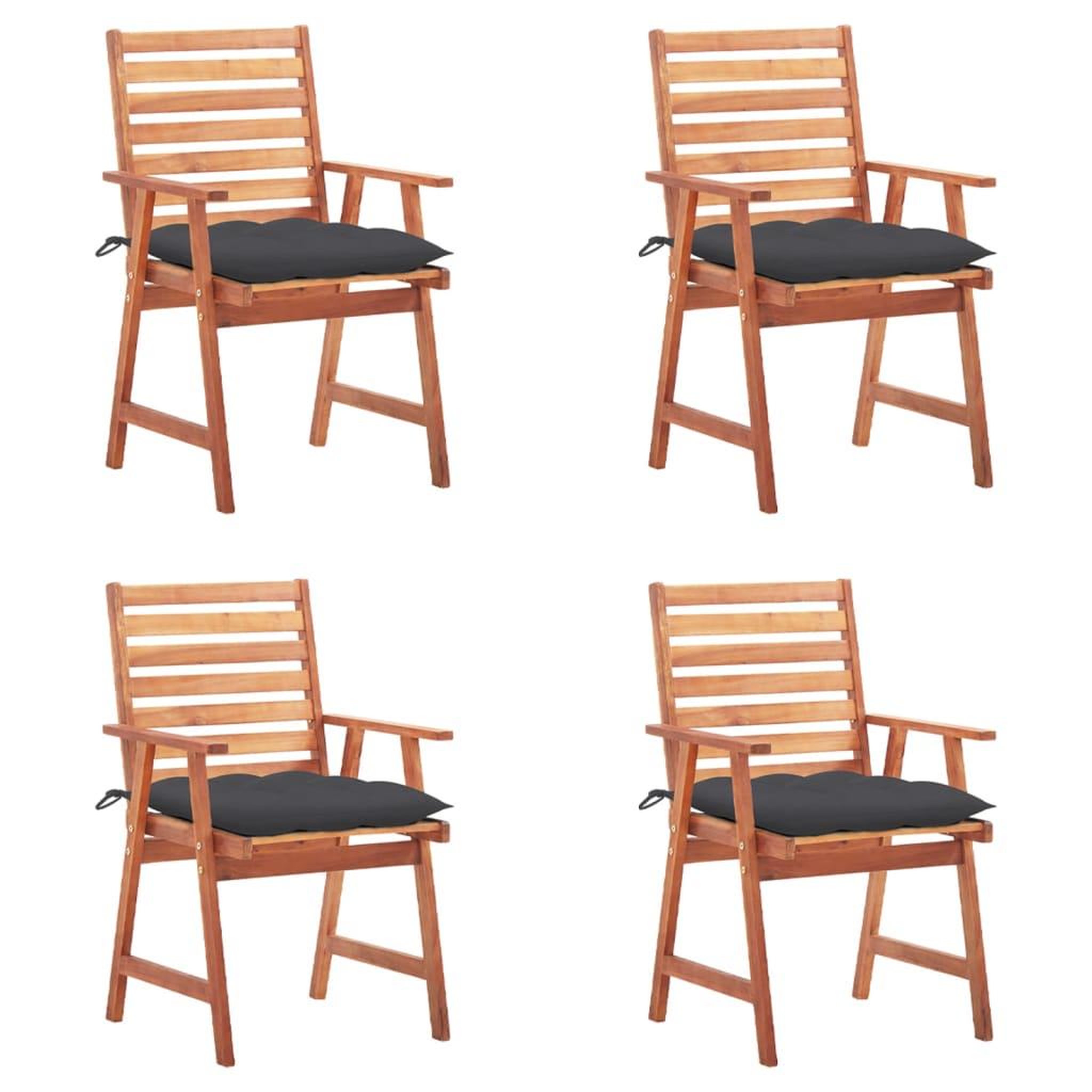 Voir la diapositive 1 : VIDAXL Chaises a manger d'exterieur lot de 4 et coussins Acacia massif