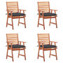 Voir la diapositive 1 : VIDAXL Chaises a manger d'exterieur lot de 4 et coussins Acacia massif
