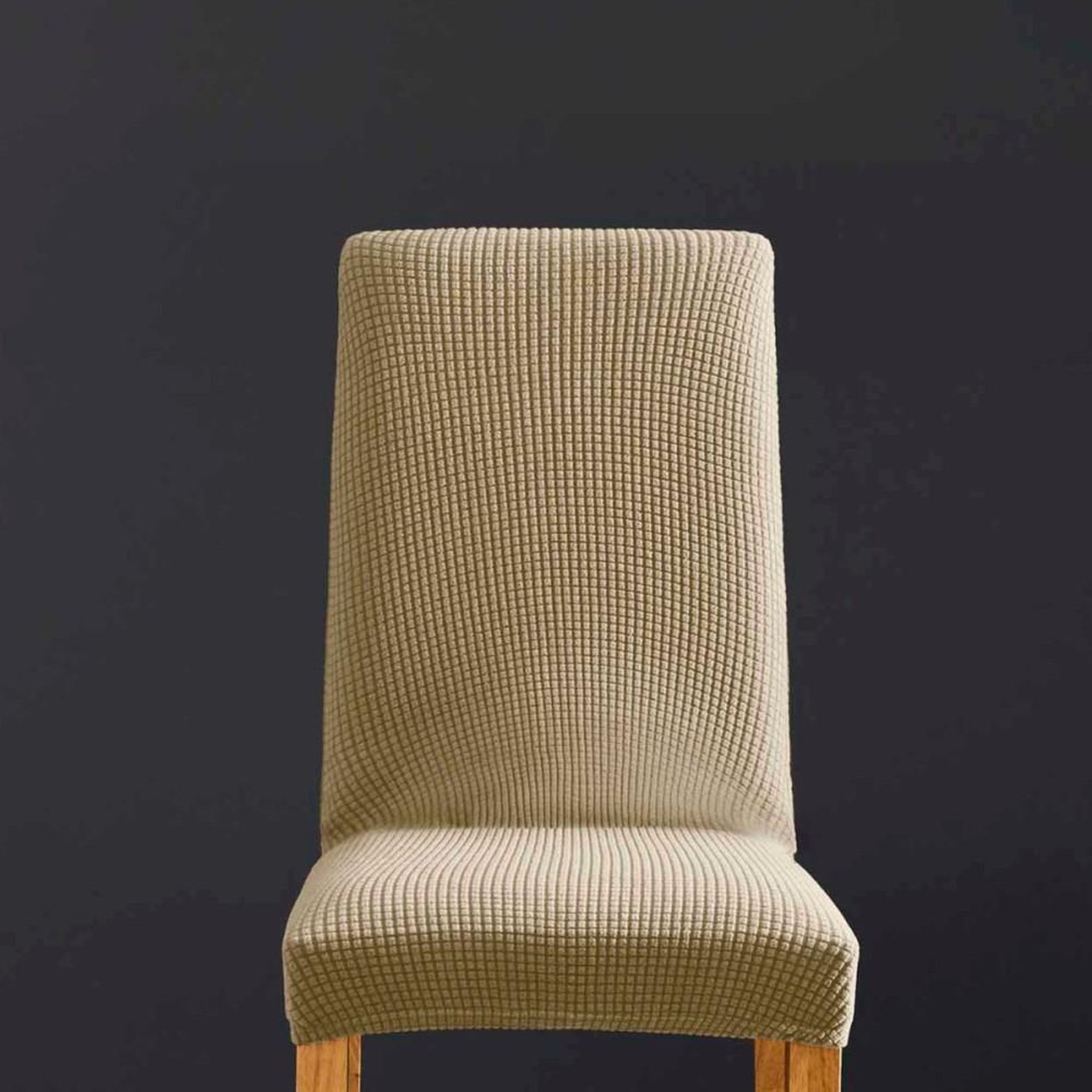 Voir la diapositive 2 : L3C Housse de chaise extensible en polyester gaufré coloris beige