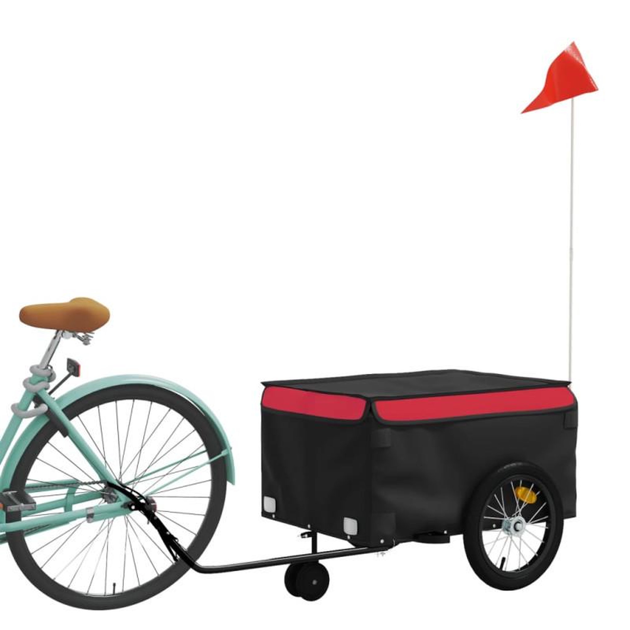 Voir la diapositive 3 : VIDAXL Remorque de vélo noir et rouge 45 kg fer